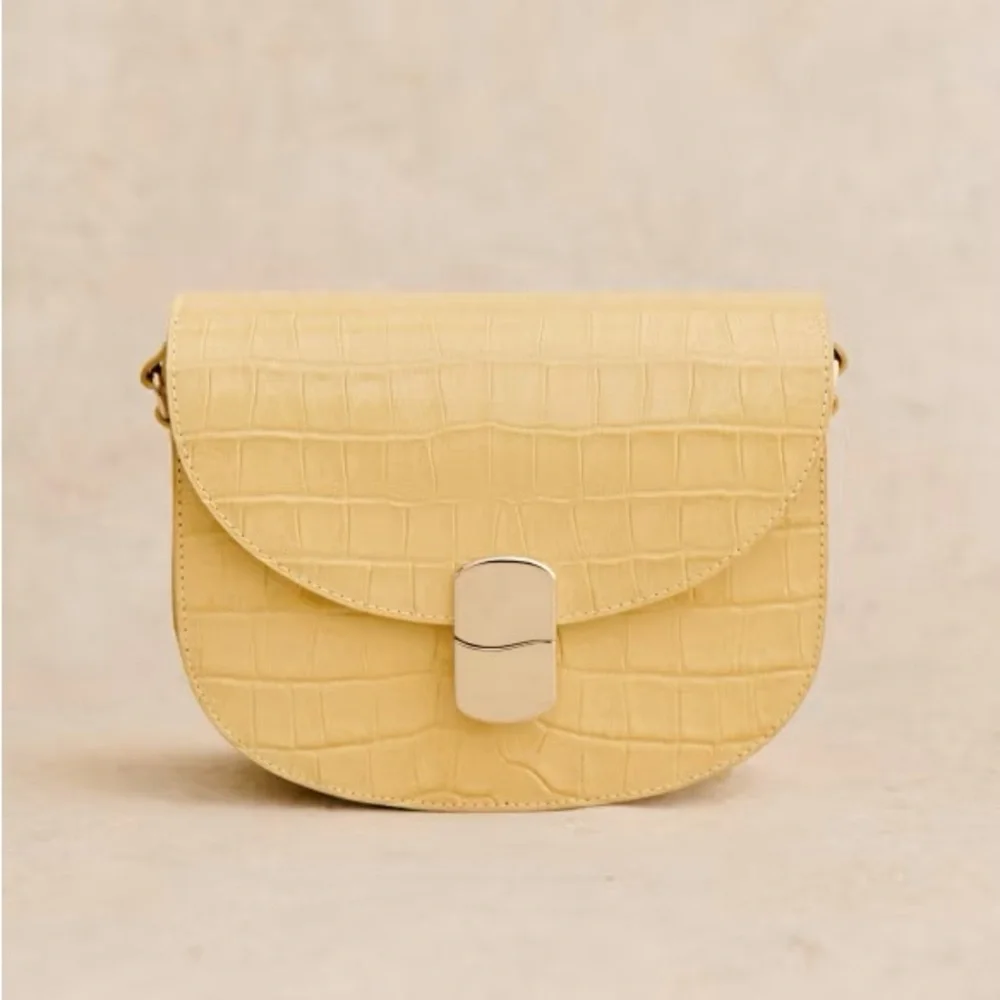 Sezane Claude Buttercup Crocodile Print Bag - Picture 1 of 9